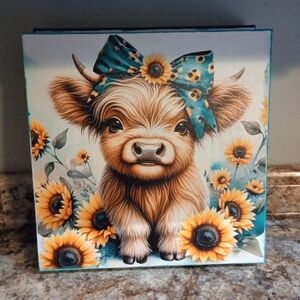 Sunflower Highland Cow Canvas Art
